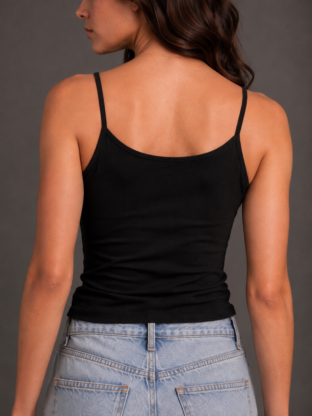 Womens black camisole spaghetti straps (pack of 4)