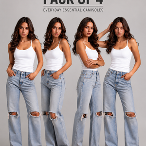 Women’s White camisole spaghetti straps (pack of 4)