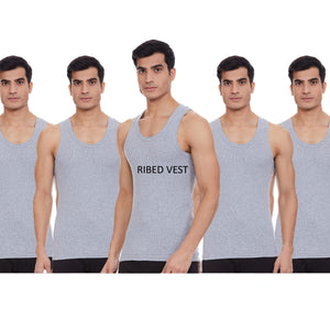 Renox Gray Ribed vest Packof 5 100% cotton