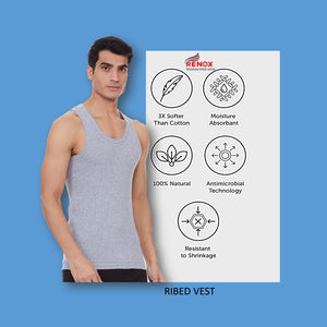 Renox Gray Ribed vest Packof 5 100% cotton