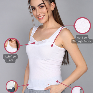 Renox Lace camisole Pack of 2(1 Black &1 White) 100% Cotton