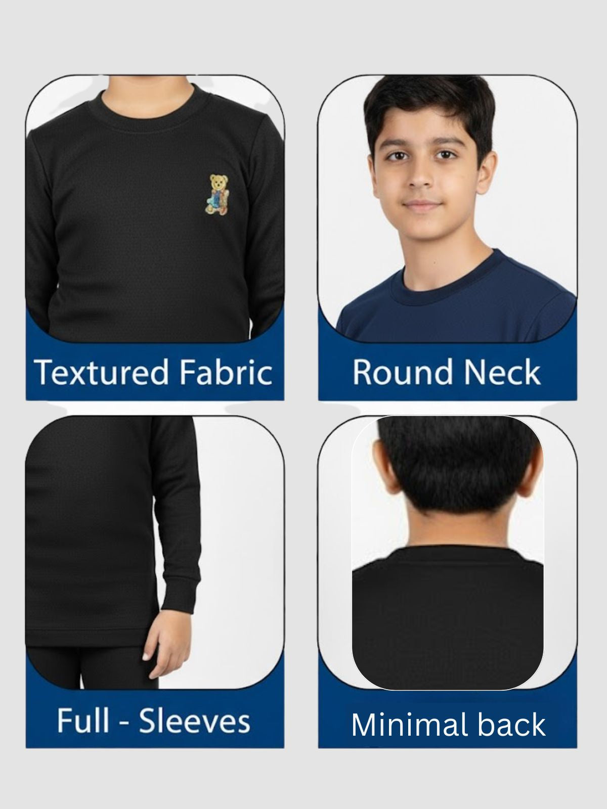 Kids Black Thermal Winter Set