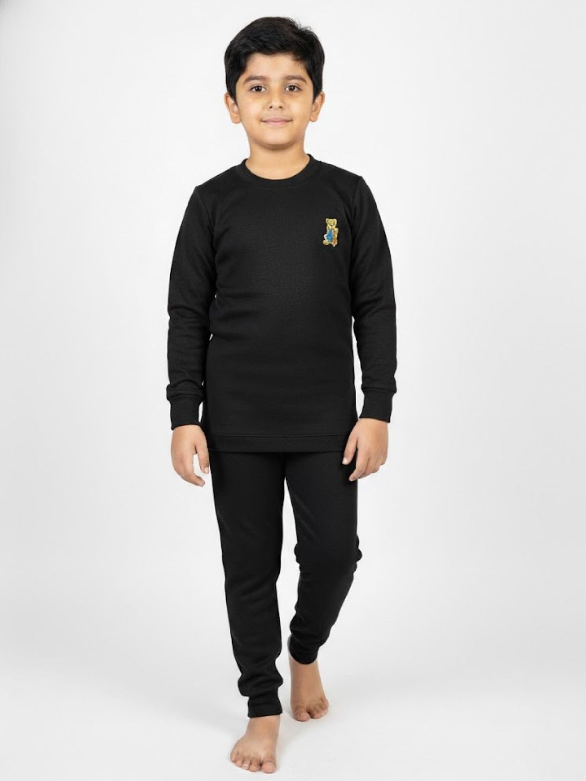 Kids Black Thermal Winter Set