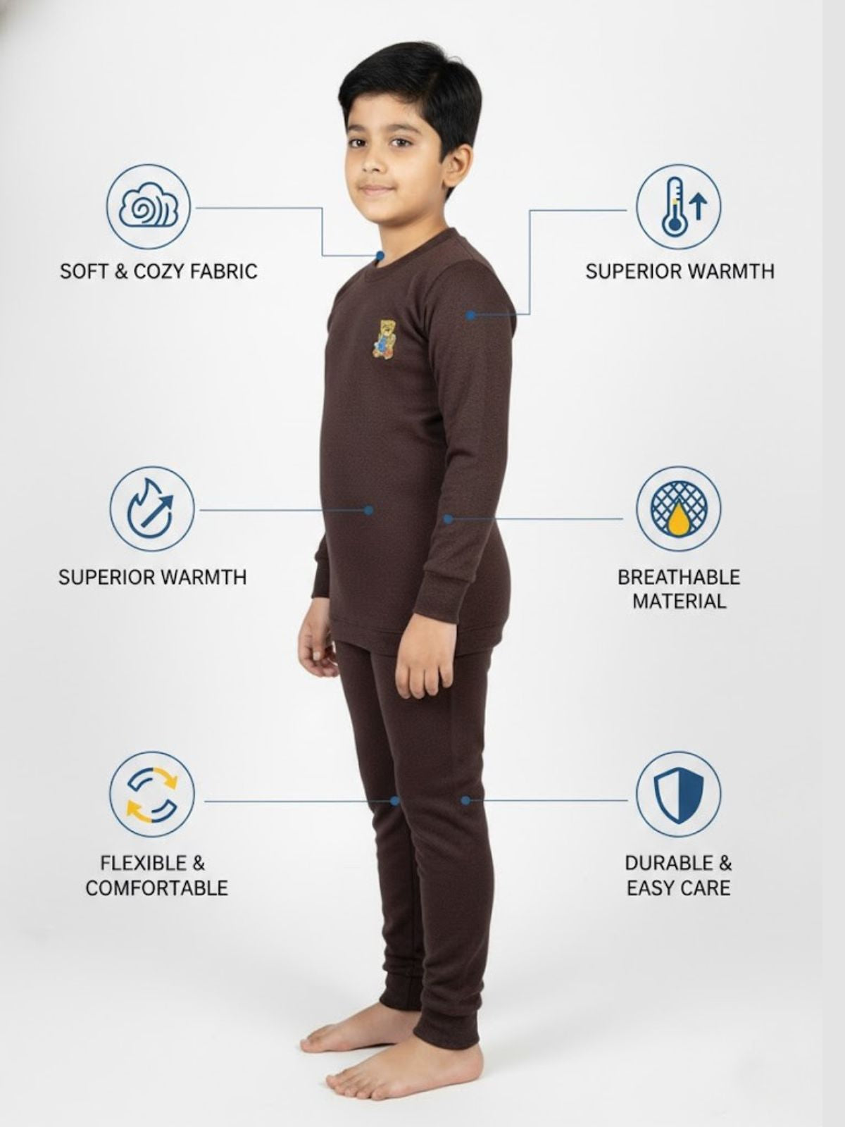 Kids Brown Thermal Winter Set