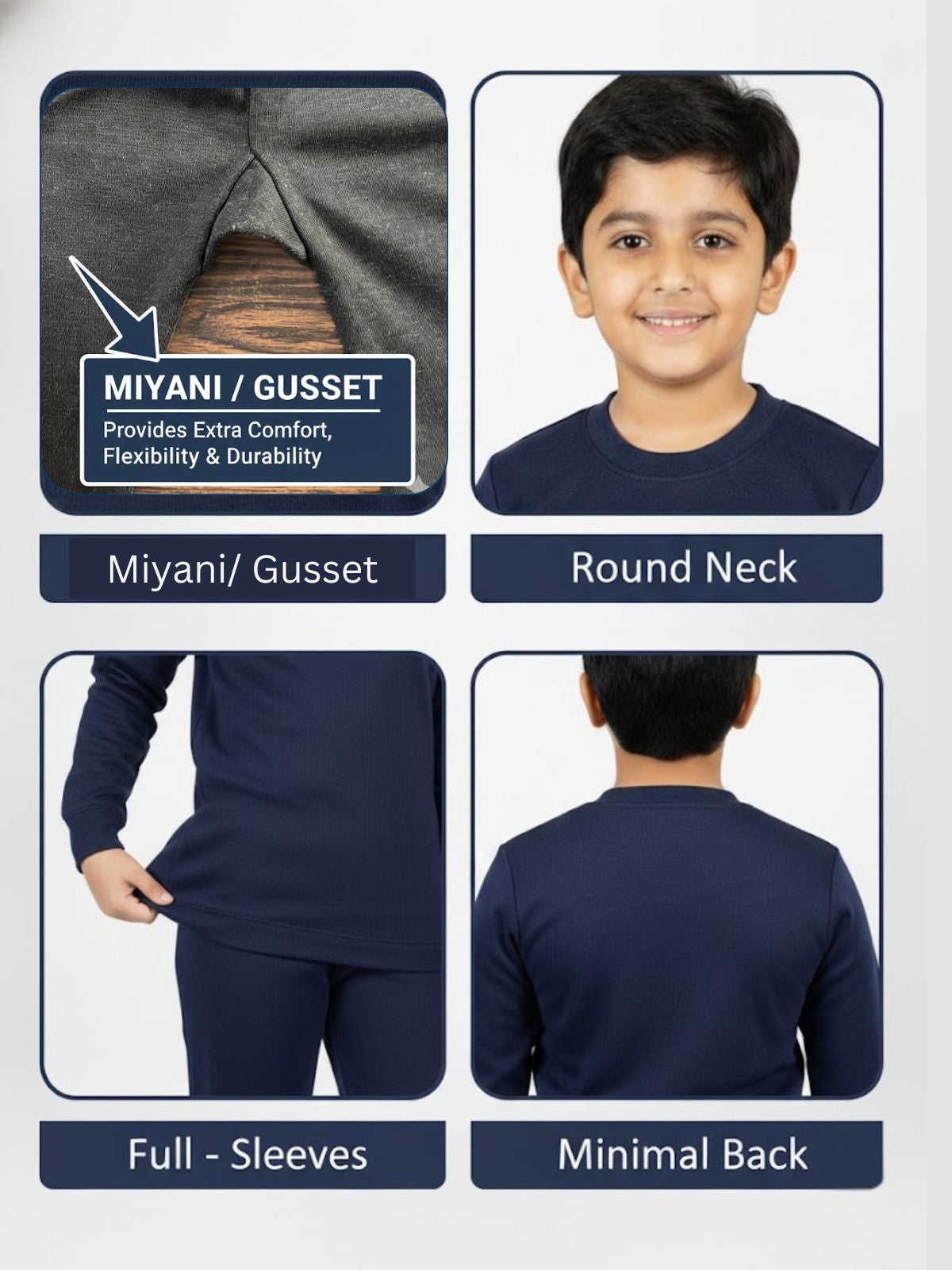 Kids Navy Blue Thermal Set