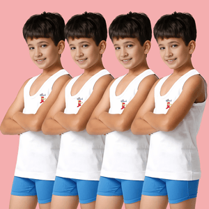 Boys White Vest (Pack of 4)