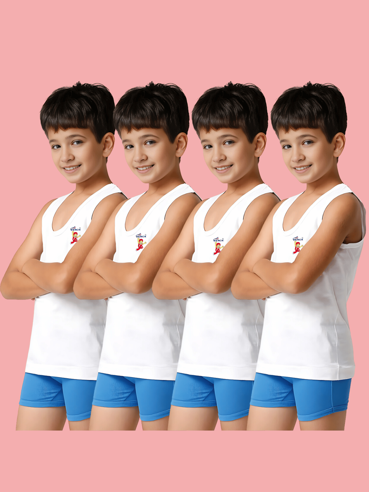 Boys White Vest (Pack of 4)