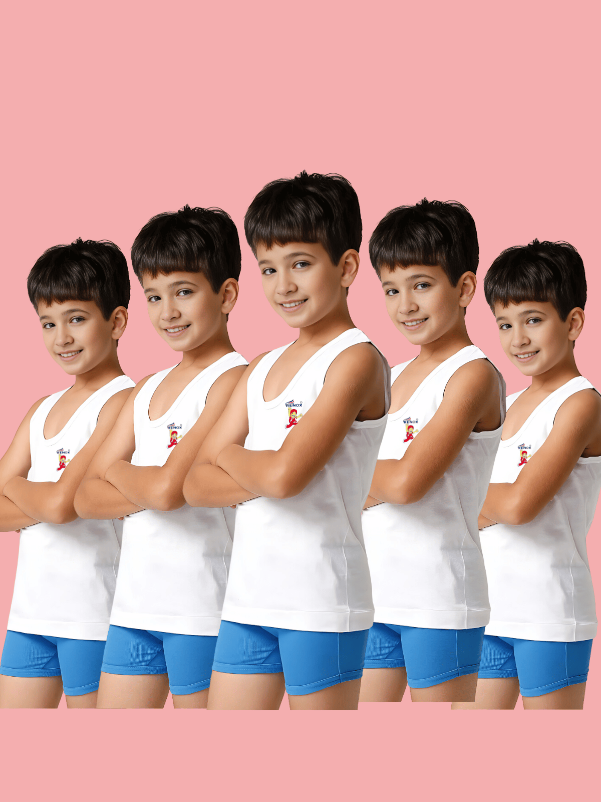 Boys White Vest (Pack of 5)