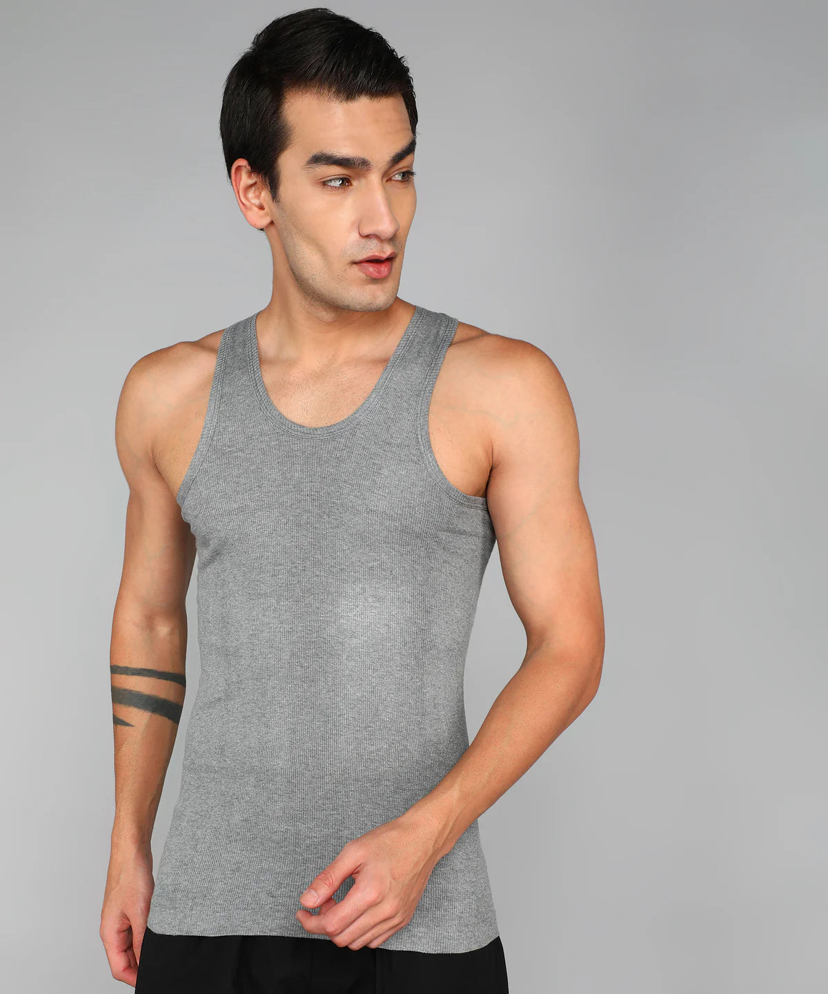 renox-mens-grey-ribbed-cotton-vest-front