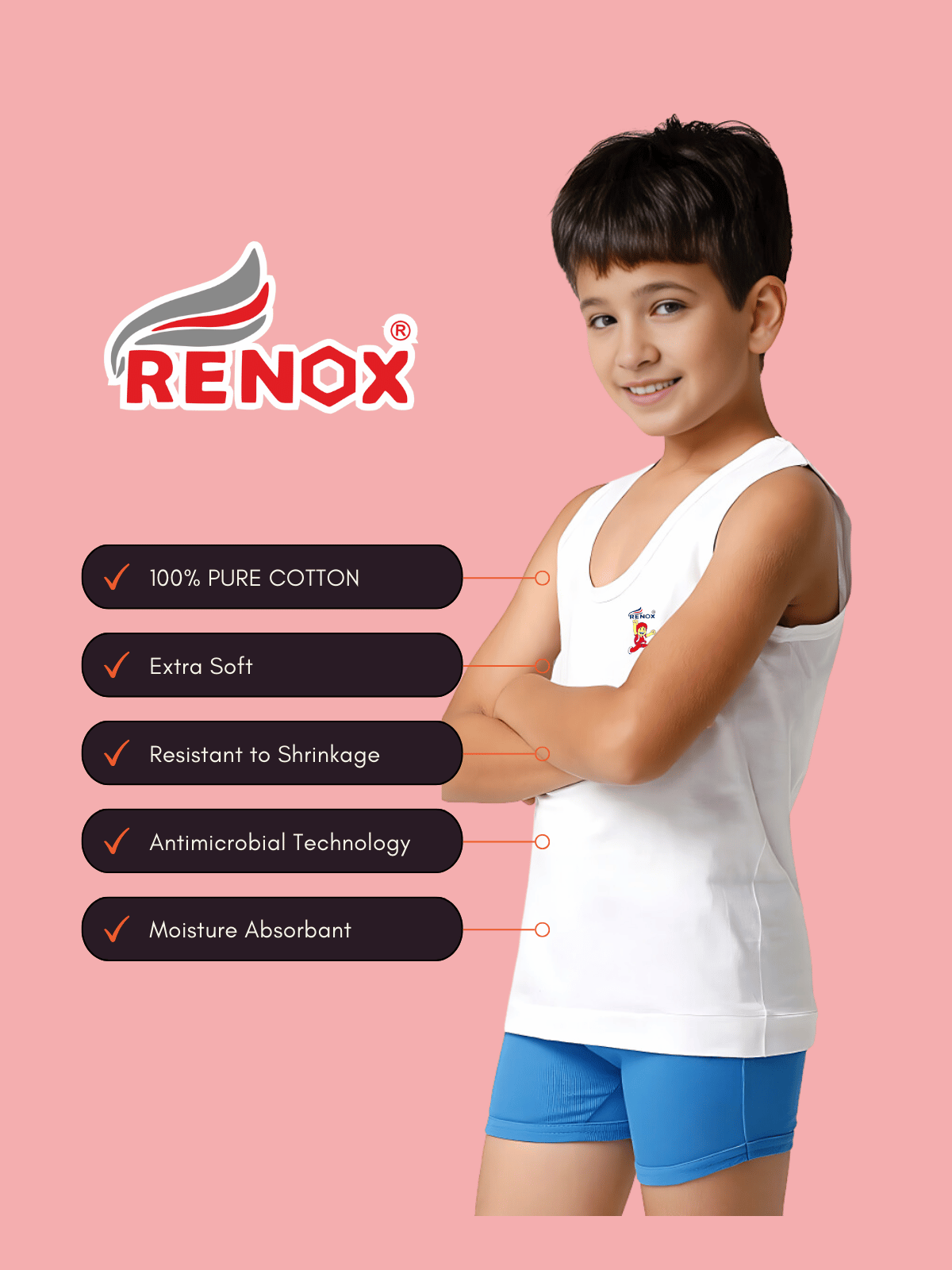 Boys White Vest (Pack of 2)