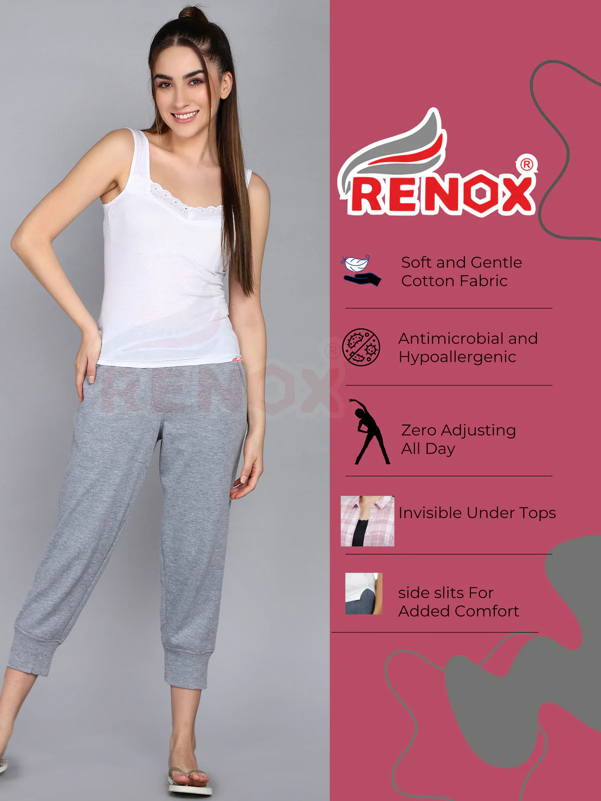 Renox Lace camisole Pack of 2(1 Black &1 White) 100% Cotton