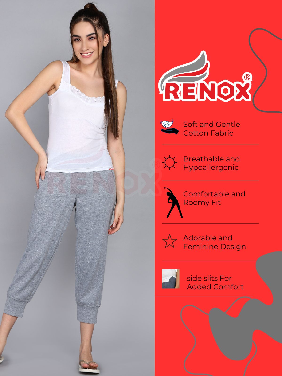 Renox Lace Camisole Pack of 4 (2 Black & 2 white) 100% cotton